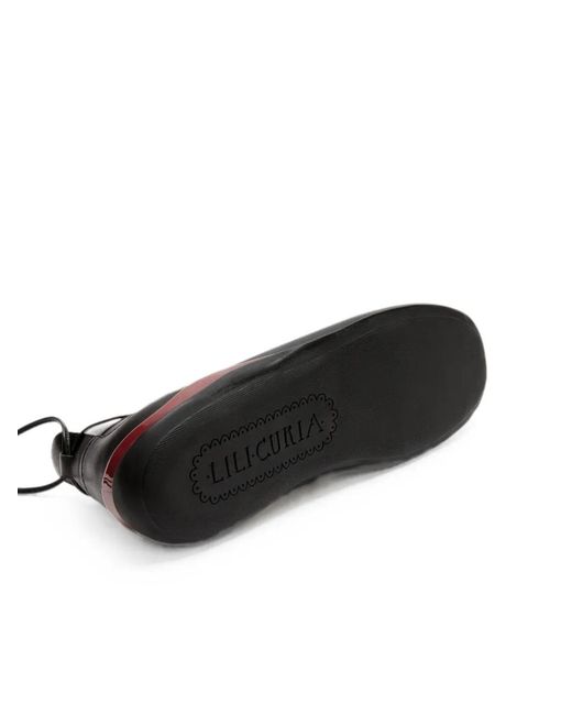 LILI CURIA Black Isolde Leather Ballet Flats