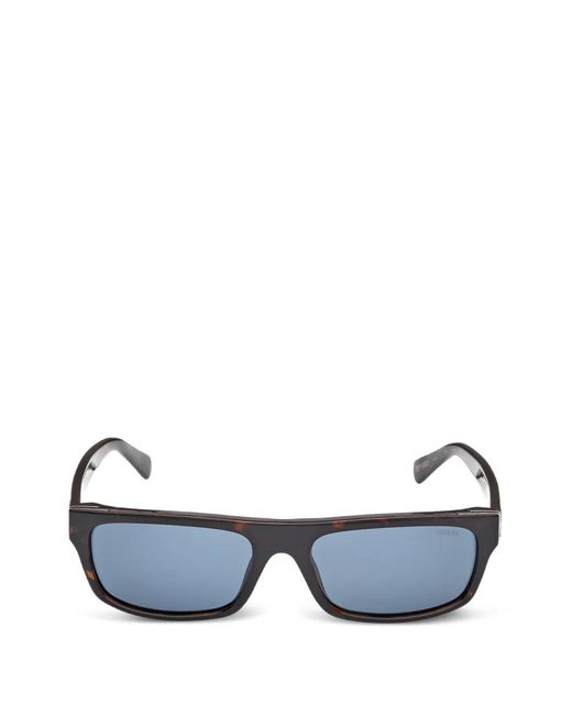 GUESS EYEWEAR Blue Tortoiseshell-Effect Rectangle-Frame Sunglasses for men