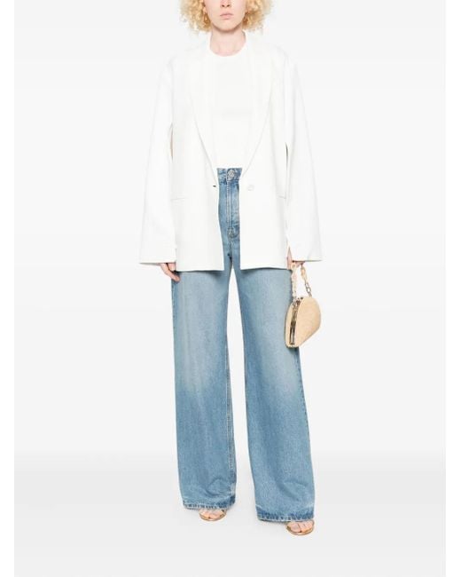 Alberta Ferretti White Single-Button Notched-Lapel Blazer