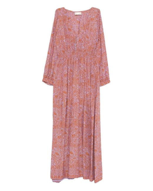 Natalie Martin Pink April Buttoned Floral Shangri Dress