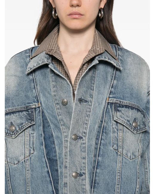 R13 Blue Layered-Effect Denim Jacket