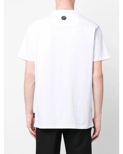 Philipp Plein White Graphic-Print Short-Sleeve T-Shirt for men