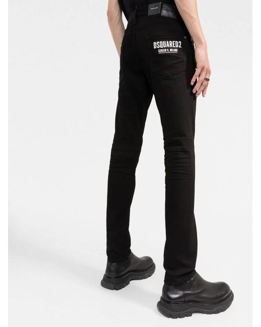 DSquared² Black Rear Logo-print Skinny Jeans for men