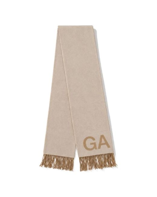 Ganni Natural Ivory Fringed Scarf