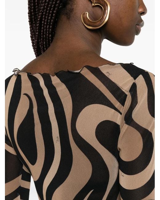 Emilio Pucci Natural Marmo Printed Maxi Dress