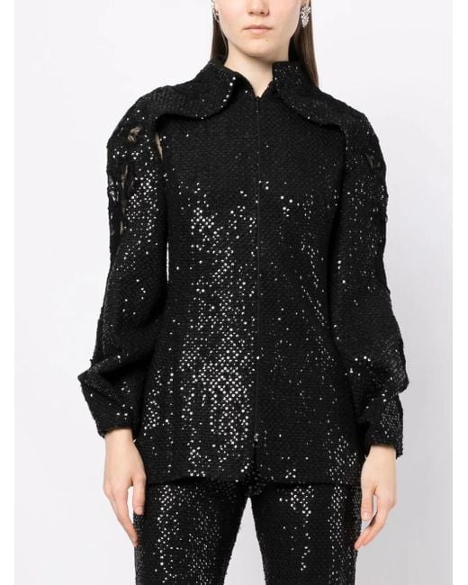 Saiid Kobeisy Black Sequin Ripped Jacket