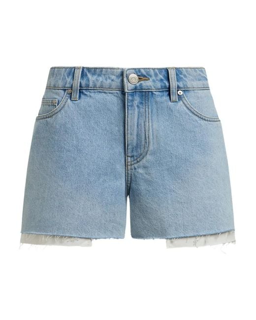 12 STOREEZ Blue Frayed-Hem Denim Shorts