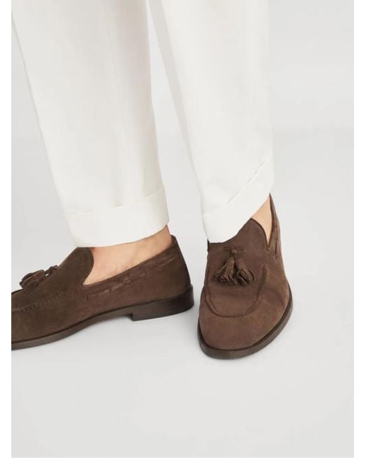 メンズ Brunello Cucinelli スエード ローファー Brown