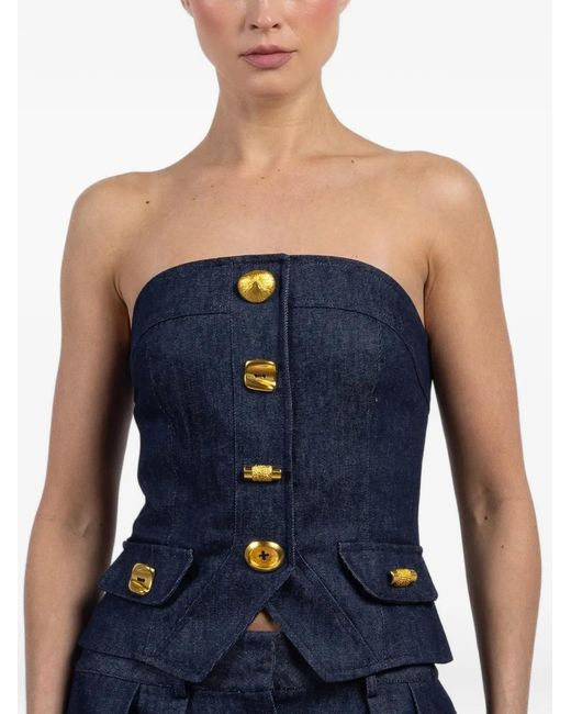 Franchise Blue Button-Fastening Top