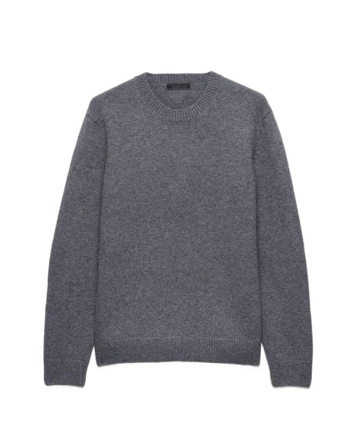 Prada Gray Wool Crew-Neck Sweater for men