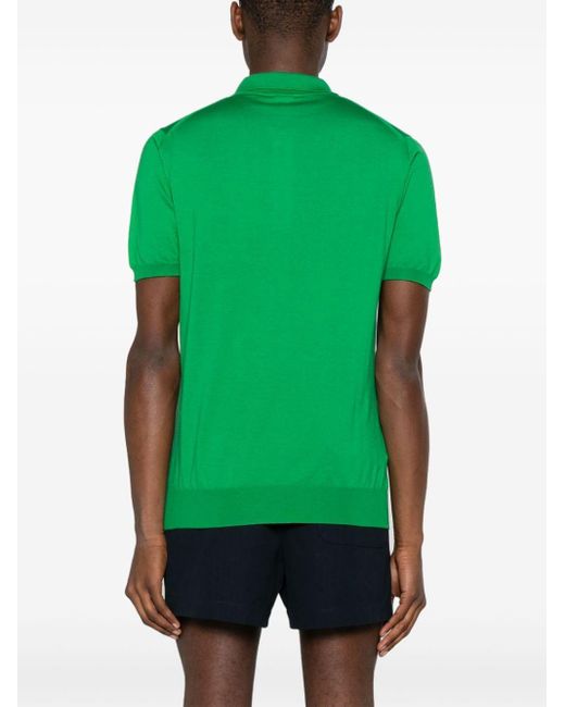 Kiton Green Zip-up Cotton Polo Shirt for men