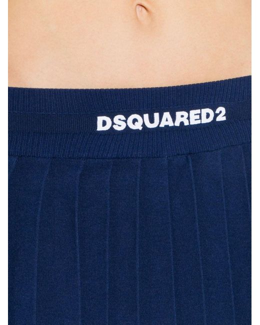 DSquared² Blue Logo-embroidered Pleated Mini Skirt