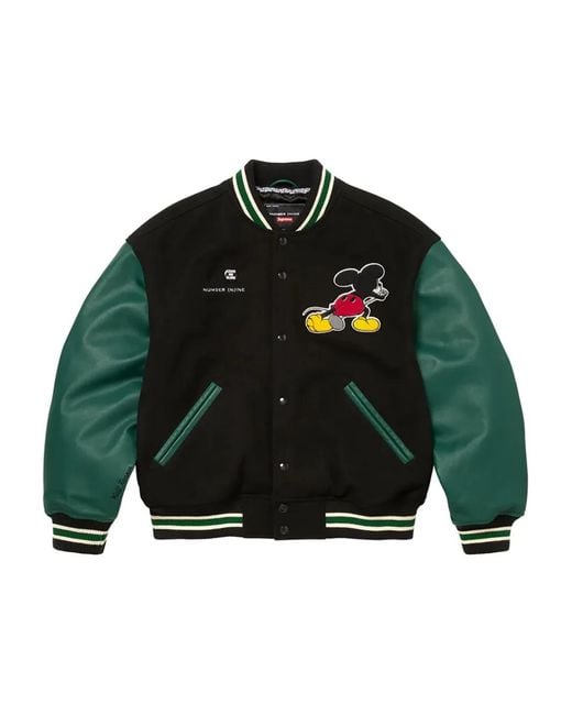 Supreme Green Mickey Varsity Jacket for men