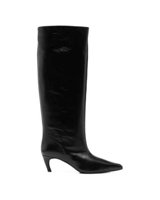 Poeve Black Pathos Pointed-Toe Knee-High Boots