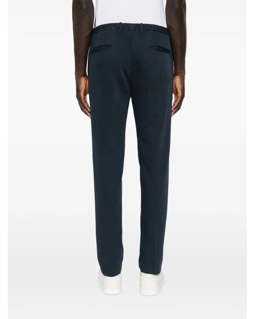 Incotex Blue Pressed-Crease Straight-Leg Trousers for men