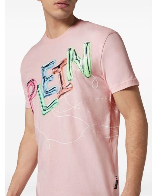 Philipp Plein Pink Logo-print Cotton T-shirt for men