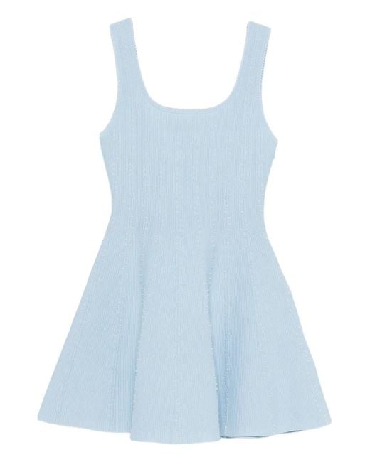 Sandro Blue Beaded Knit Mini Dress