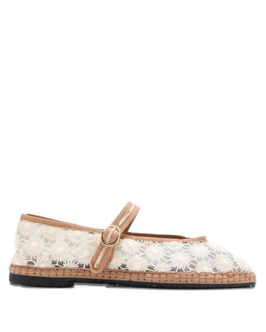 Flabelus White Pierre Sun Flower Buckle Espadrilles