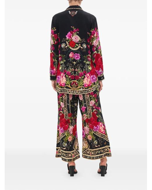 Camilla Black Double-Breasted Floral Jacket