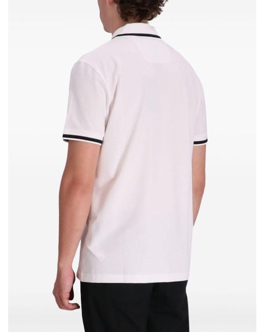 Boss White Logo-Print Polo Shirt for men