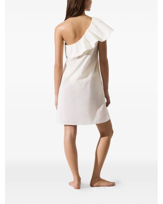 Karl Lagerfeld White Ruffled One-Shoulder Beach Dress