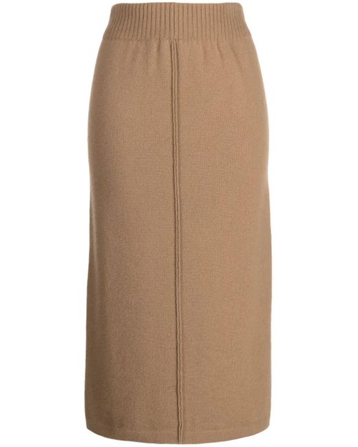 Pringle of Scotland Brown Elasticated-Waist Wool-Cashmere Blend Skirt
