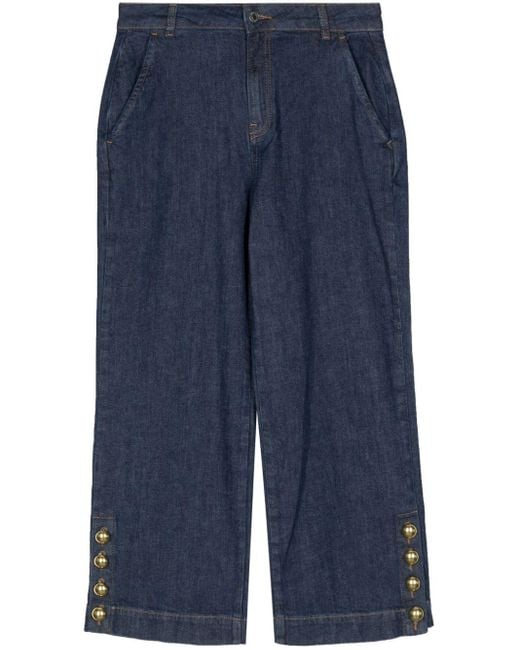 Jonathan Simkhai Blue Cropped Straight-leg Jeans