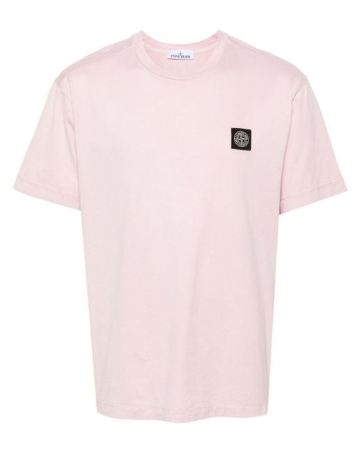 Stone Island Katoenen Jersey T-shirt in het Pink voor heren