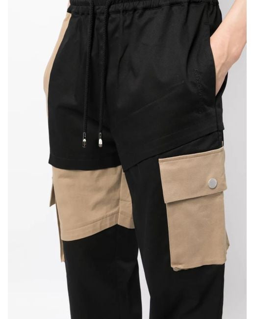 Feng Chen Wang Black Colour-Block Panelled Drawstring Trousers for men