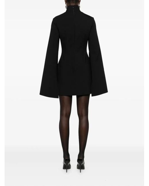 Solace London Funnel-neck Wide-sleeve Mini Dress Black