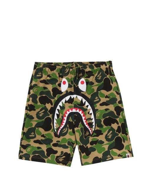 A Bathing Ape Green 1St Camo Shark Camuflage-Pattern Shorts for men