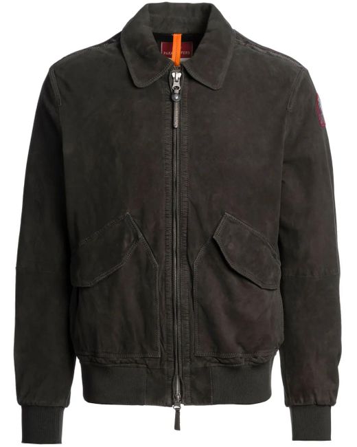 メンズ Parajumpers スエード ボンバージャケット Black