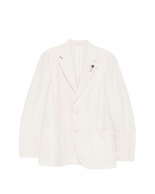 Lardini White Patch-Pocket Blazer for men