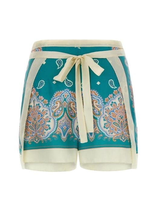 Pinko Green Merengue-Print Shorts