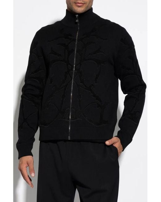 Versace Black Zip-Up Cardigan for men