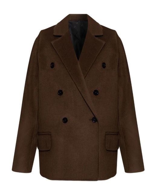 Stand Studio Brown Wool-Blend Double-Breasted Jacket