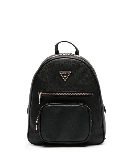 Guess USA Black Elements Logo-plaque Leather Backpack