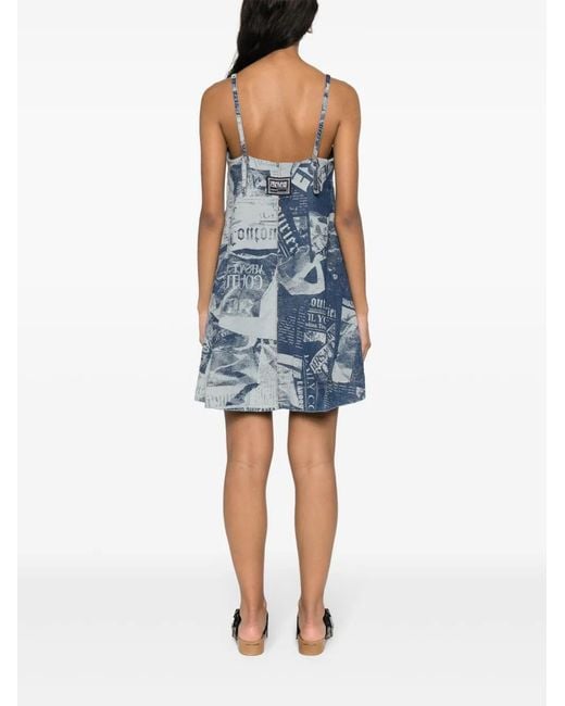 Versace Jeans Couture Blue Magazine Denim Minidress