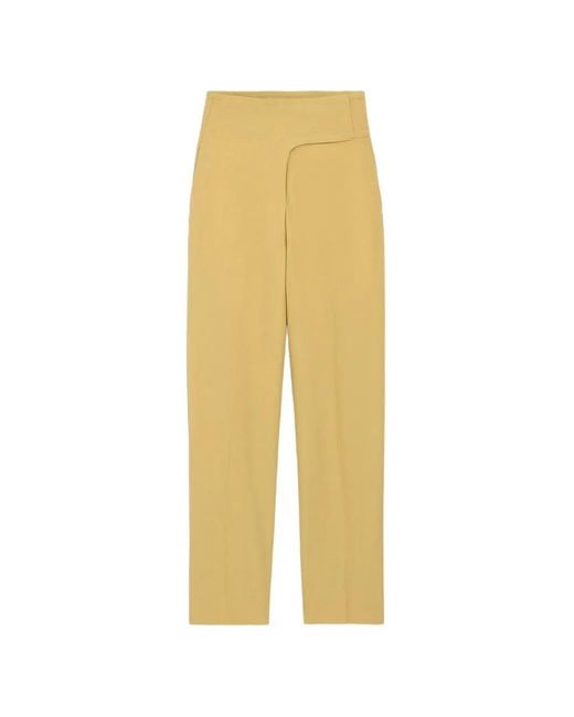 AMI Yellow New Wool Wrapped Belted Trousers