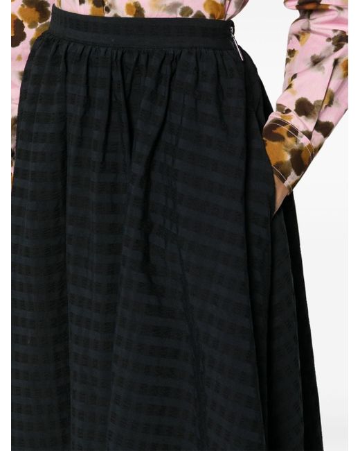 MSGM Black Seersucker-embellished Skirt