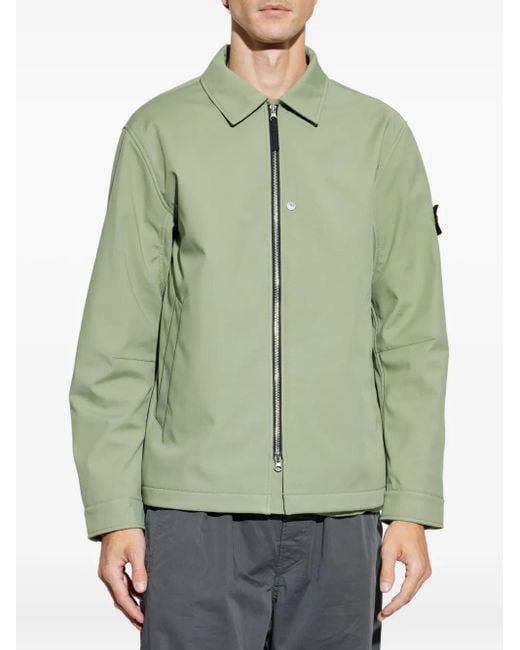 Stone Island Green Zip-Front Patch-Pocket Jacket for men