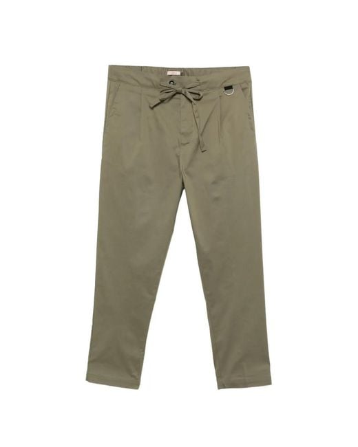 Officina 36 Green Drawstring-Waist Pleated Trousers for men
