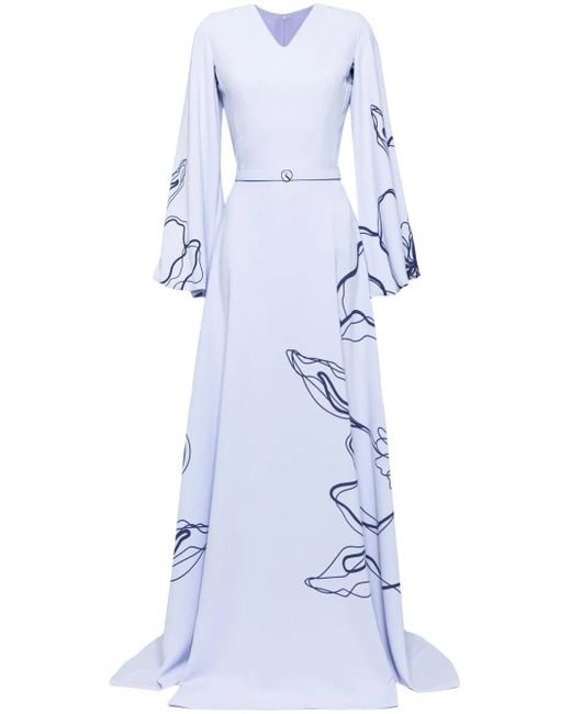 Saiid Kobeisy フローラル カフタン Blue