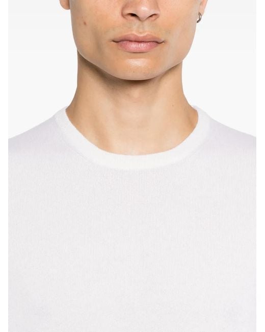 Fileria White Fine-Knit Cashmere Sweater for men