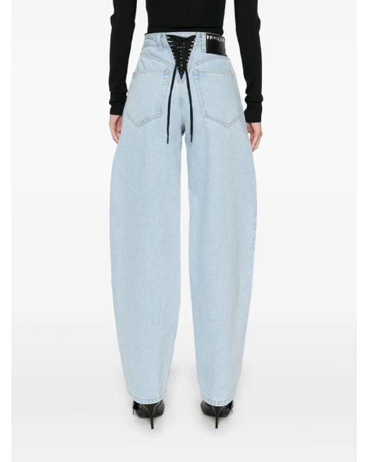 Mugler Blue Wide-Leg-Jeans Mit Schnürung