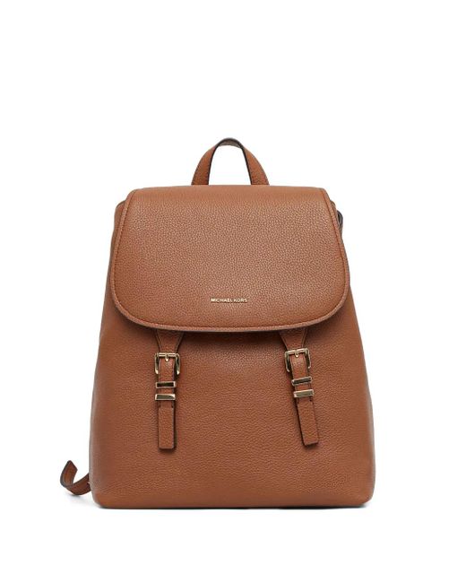 MICHAEL Michael Kors Brown Quinn Double-Buckle Leather Backpack