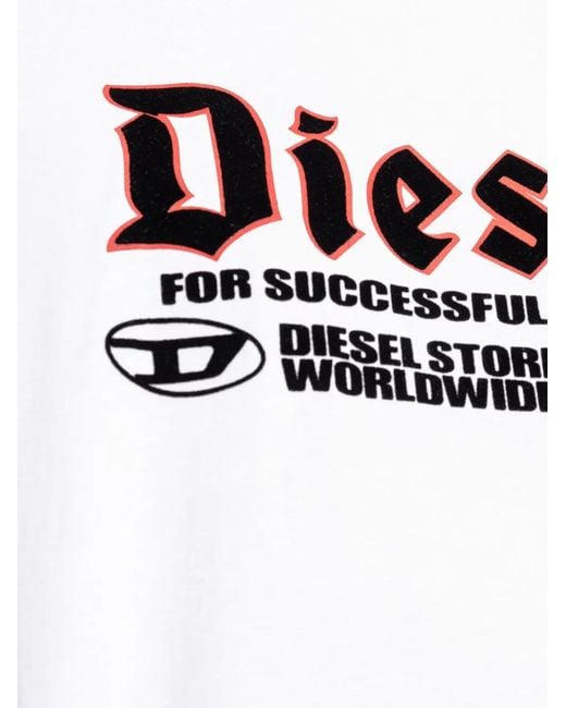 DIESEL White Logo-Print Cotton T-Shirt for men