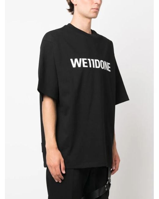 we11done Black Logo-Print Cotton T-Shirt