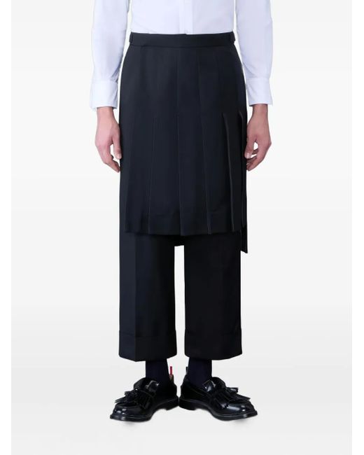 Pantalones con panel plisado Thom Browne de hombre de color Blue