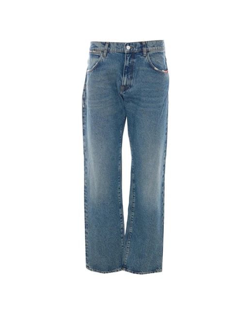 AMISH Blue James Distressed Straight-Leg Jeans for men